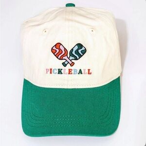 Pickleball Hat - Frasier Sterling Cream/Green: Adjustable Cotton
Sports Cap